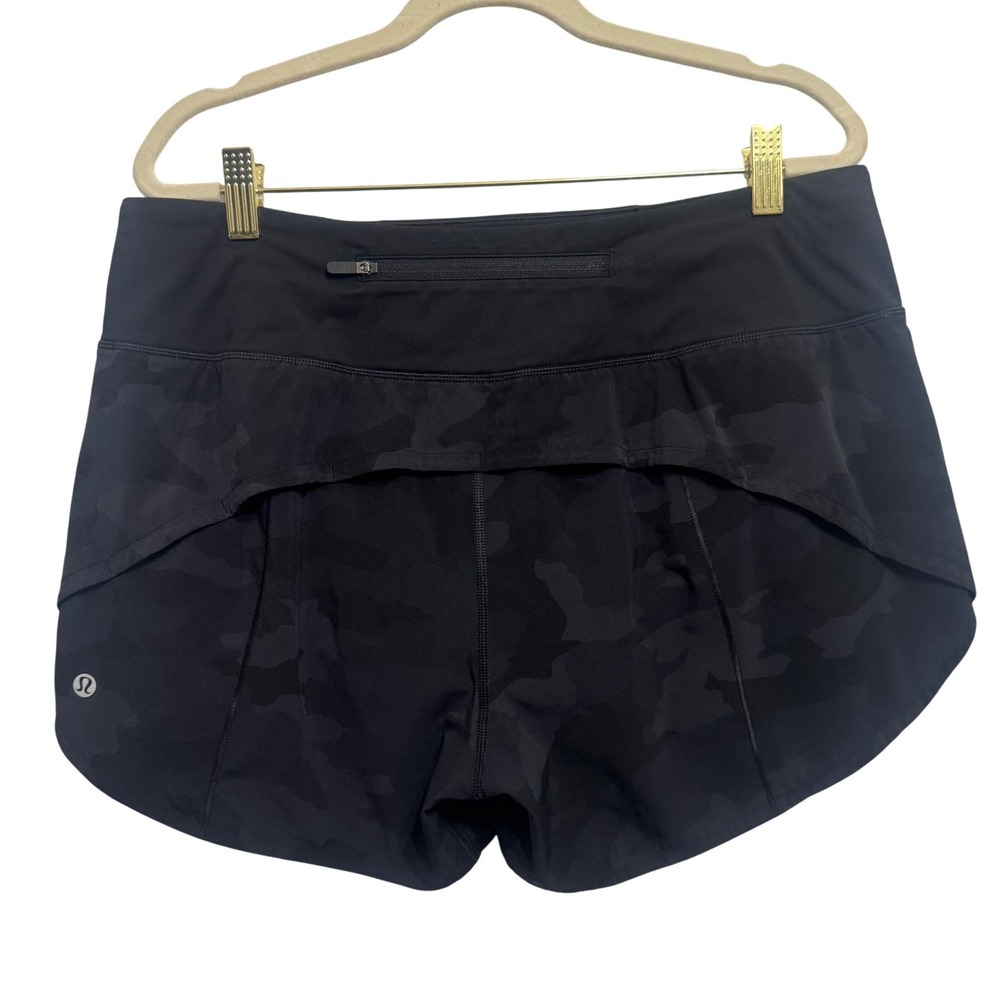 Lululemon Speed Up Short Long 4 Womens 10 Camo Coal Excellent Running Mid Rise - Picture 6 of 11